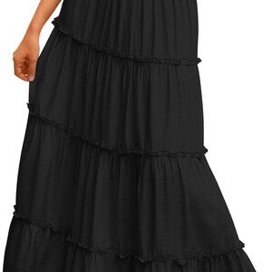 Long Skirts for Women Boho Maxi Skirt Summer Swing Tiered A-Line Elastic High Wa